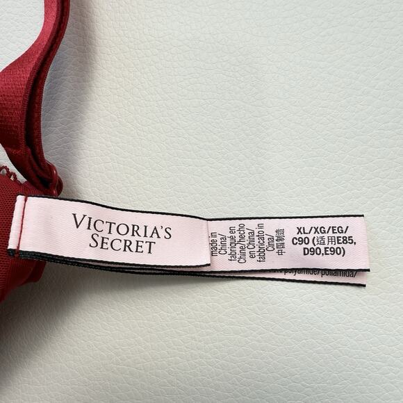 Victorias‎ Secret Padded Demi Bralette Size XL Red Pullover Wireless Lace Trim - Picture 3 of 4